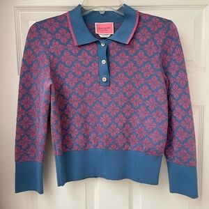 Kate Spade floral polo sweater women’s size S